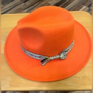 Orange Fedora with Decorative Band